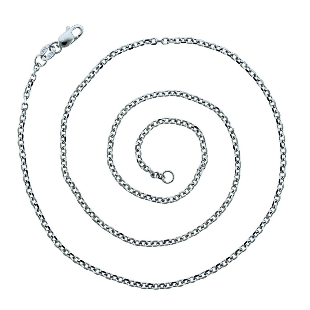 26" Cable Rolo Link Chain Necklace 14K White Gold